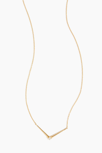 V Diamond Necklace in 14k Yellow Gold