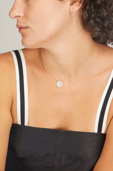Vintage La Rose Necklaces Mother of Pearl Circle Necklace in 14k Yellow Gold Vintage La Rose Mother of Pearl Circle Necklace in 14k Yellow Gold