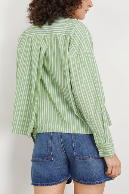 Xirena Tops Riley Shirt in Matcha Stripe