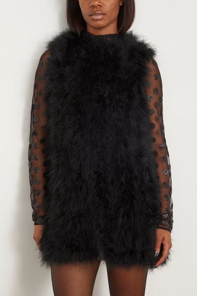 Yves Salomon Jackets Feathers Vest in Noir Yves Salomon Feathers Vest in Noir