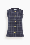 Rosetta Getty Tops Sleeveless Button Front Top in Navy/White