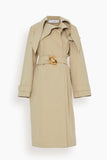 JW Anderson Coats Exaggerated Collar Chain Link Trench in Flax