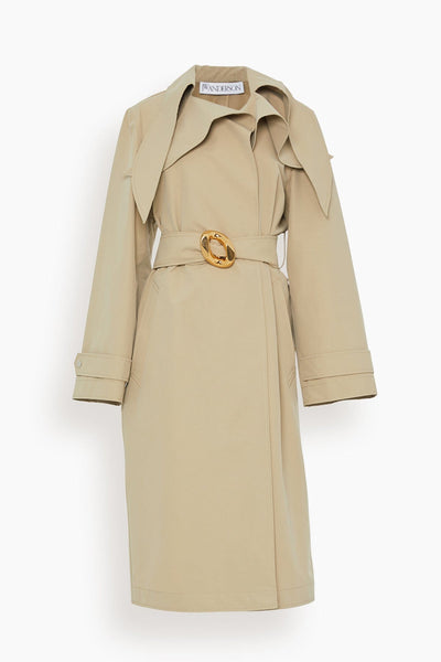 Exaggerated Collar Chain Link Trench in Flax