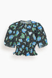 Baum Und Pferdgarten Tops Mamie Top in Black Blue Flower