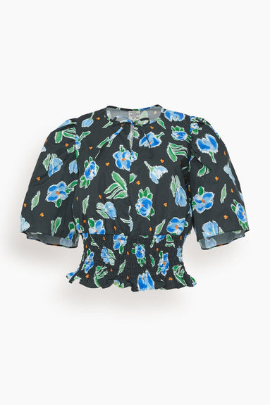 Baum Und Pferdgarten Tops Mamie Top in Black Blue Flower
