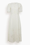 Kiara Embroidered Puff Sleeve Dress in White