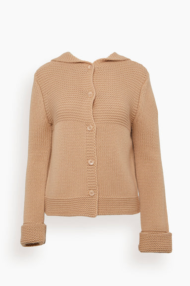 Tate Button Front Cardigan with Hoodie in Honey