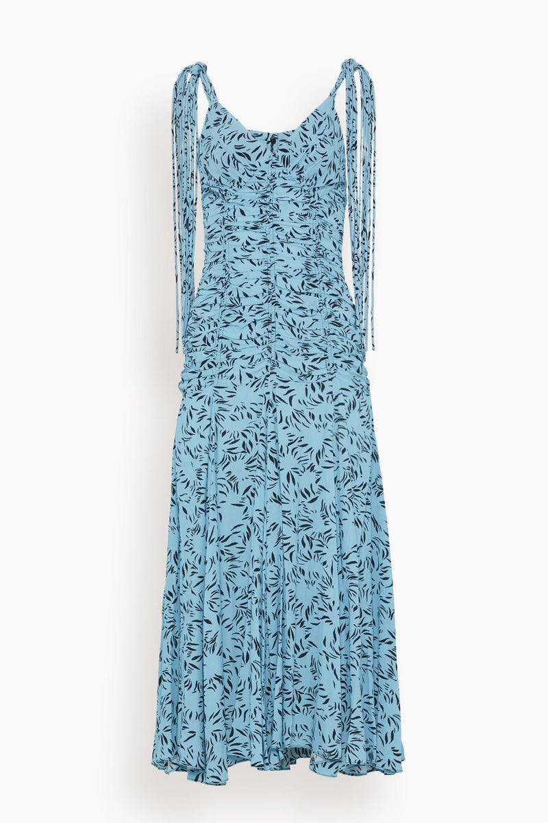 Proenza Schouler Printed Crepe De Chine Tank Dress in Blue Multi