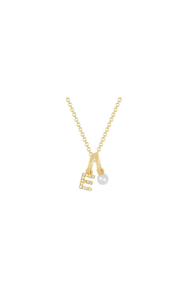 EF Collection Necklaces Pearl Birthstone Initial Charm Necklace