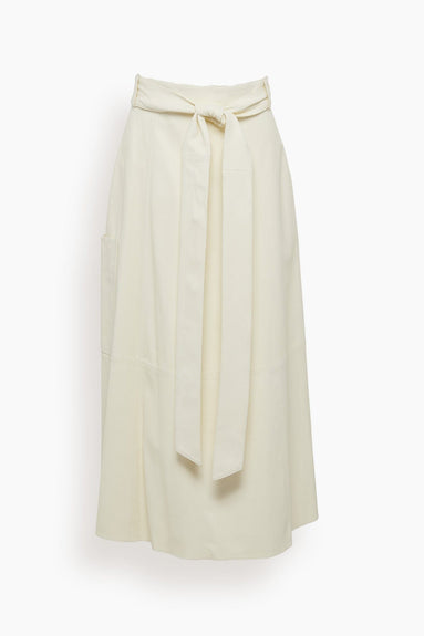Tibi Skirts Leather Cargo Back Wrap Skirt in Vanilla Cream