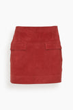 Loulou Studio Skirts Veria Suede Skirt in Cherry