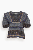 Ivette Puff Sleeve Top in Black
