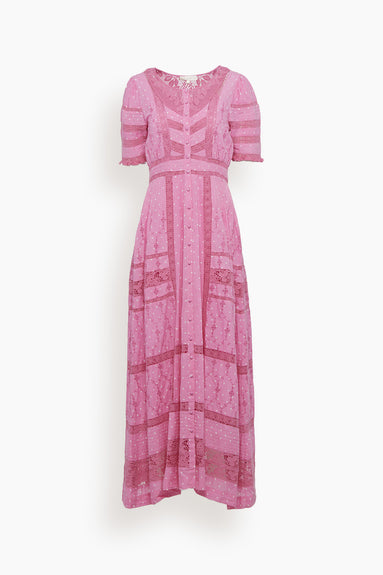 Kylen Victorian Maxi Dress in Hot Pink