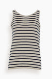 Lisa Yang Tops Gaia Camisole in Sand/Navy