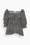 Proenza Schouler White Label Tops Grid Poplin Square Neck Top in Cream/Black
