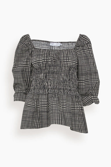 Proenza Schouler White Label Tops Grid Poplin Square Neck Top in Cream/Black