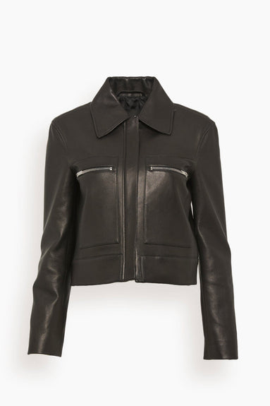 Proenza Schouler Jackets Grainy Leather Cropped Jacket in Black