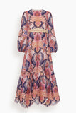 Zimmermann Dresses Laurel Billow Embroidery Midi Dress in Navy Baroque Floral
