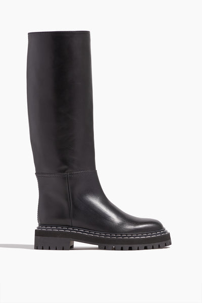 Lug Sole Knee High Boots in Black