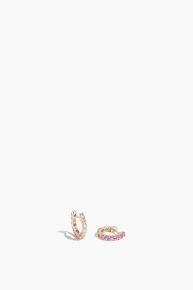 Vintage La Rose Earrings Reversible Diamond Pink Sapphire Huggies in 14k Yellow Gold