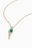 Samira 13 Necklaces Emerald Diamond Halo Pave Diamond Pyramid Dagger Necklace in 18k Yellow Gold