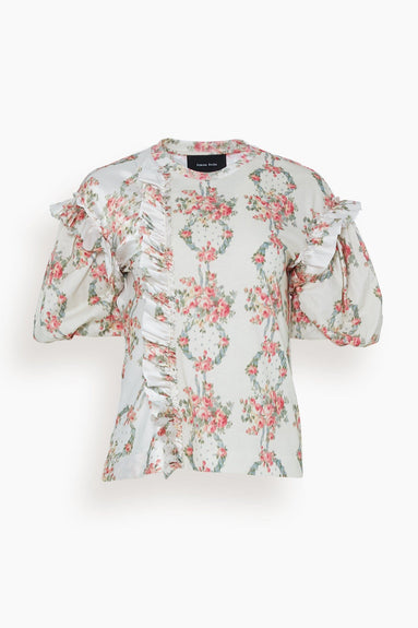 Simone Rocha Tops Short Puff Sleeve T-Shirt with Ruffle in Wreath