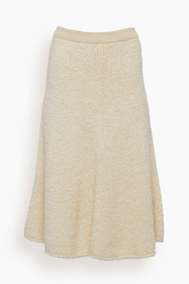 Frayed Cotton Knit Skirt in Ecru