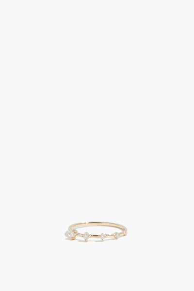Super Tiny 5 Diamond Stacking Ring in 14k Yellow Gold