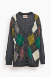 Plan C Sweaters Rhombus Motif Cardigan in Grey Multicolor