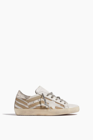 Golden Goose Shoes Sneakers Superstar Sneaker with Lasercut Flag and Star in White/Brown/Platinum