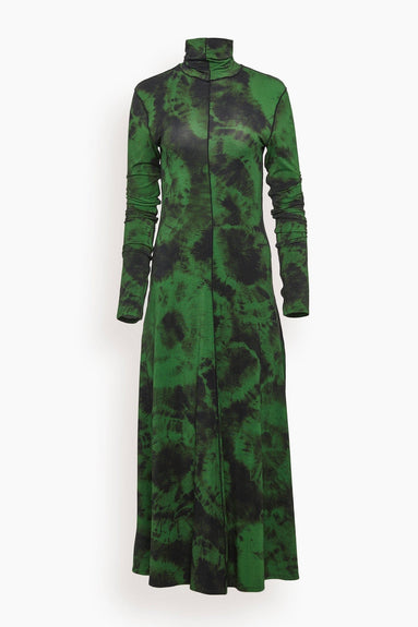 Proenza Schouler White Label Dresses Marble Jersey Turtleneck Dress in Kelly Green/Black