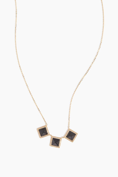 Onyx Pyramids Necklace in 14k Yellow Gold