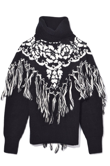 Sacai Clothing Floral Jacquard Pullover in Black