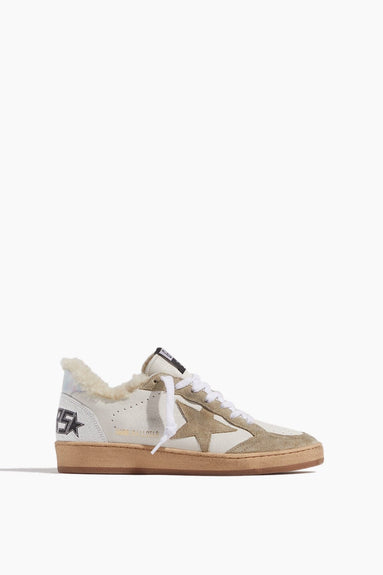 Golden Goose Shoes Sneakers Ballstar Suede Sneaker in White/Taupe/Silver