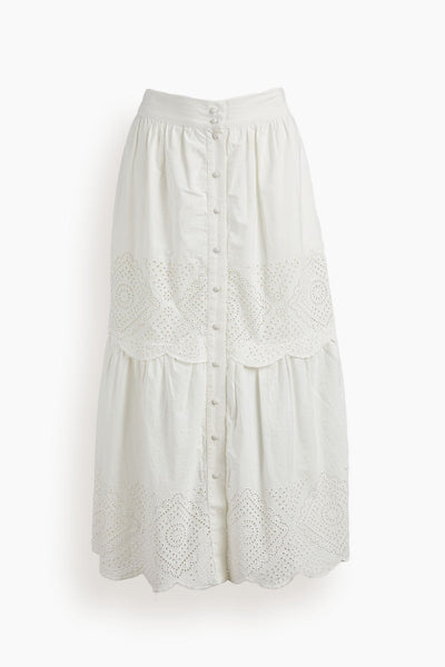 Vienne Eyelet Tiered Skirt in White
