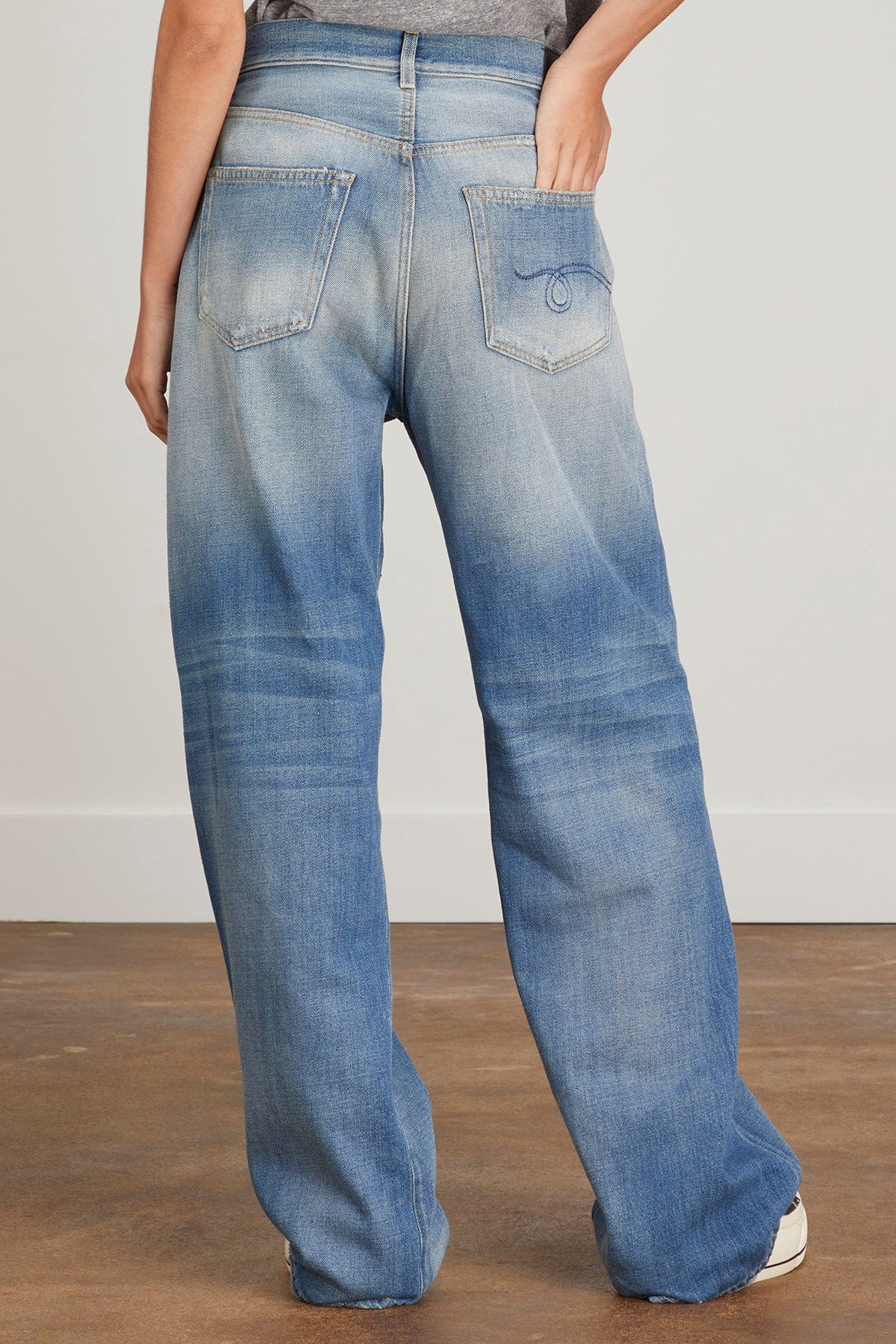 R13 Jeans Cross Over Wideleg Jean in Delancey