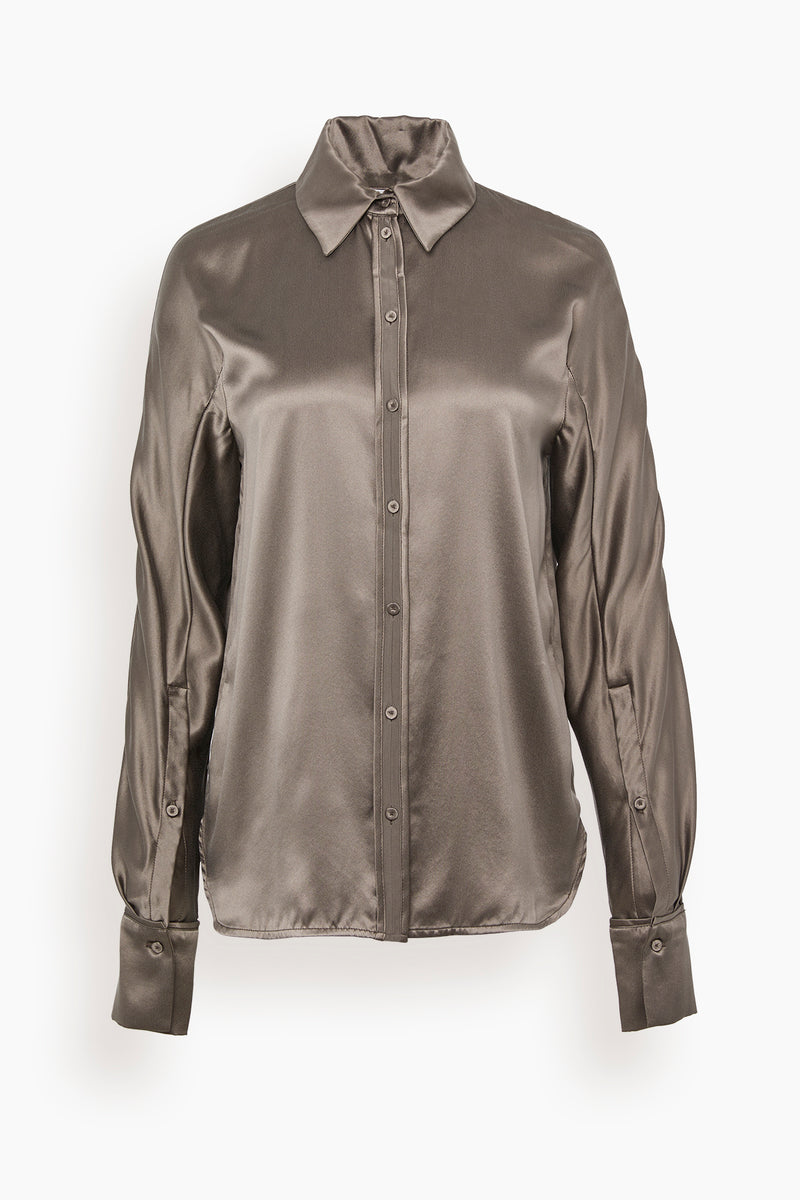 Mark Kenly Domino Tan Solveig Silk Satin Shirt in Falcon – Hampden