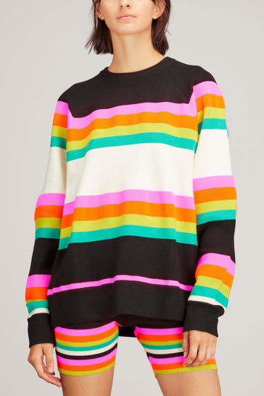 Christopher John Rogers Sweaters Striped Crewneck Sweater in Black Multi Christopher John Rogers Striped Crewneck Sweater in Black Multi