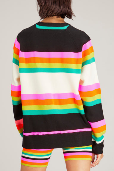 Christopher John Rogers Sweaters Striped Crewneck Sweater in Black Multi Christopher John Rogers Striped Crewneck Sweater in Black Multi
