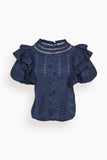 Melilla Gaia Short Sleeve Top in Marine