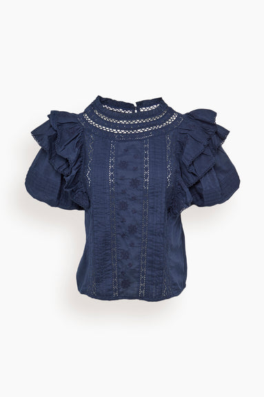 Melilla Gaia Short Sleeve Top in Marine