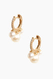 Vintage La Rose Earrings Pearl Drop Huggies in 14K Gold