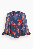 Floral Freedom Blouse in Blue Pink Mix