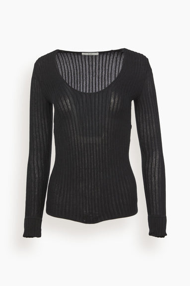 Long Sleeve U-Neck Sweater in Black