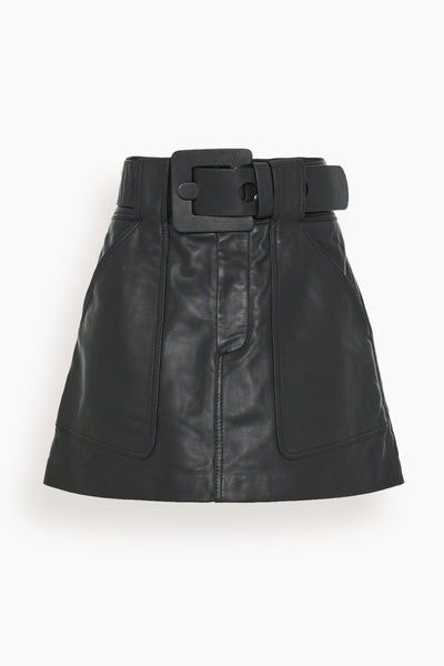Ayden Leather Mini Skirt in Black