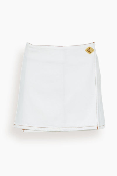 White Denim Mini Skirt in Bright White