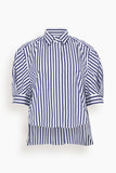 Sacai Tops Thomas Mason / Cotton Poplin Shirt in Navy Stripe