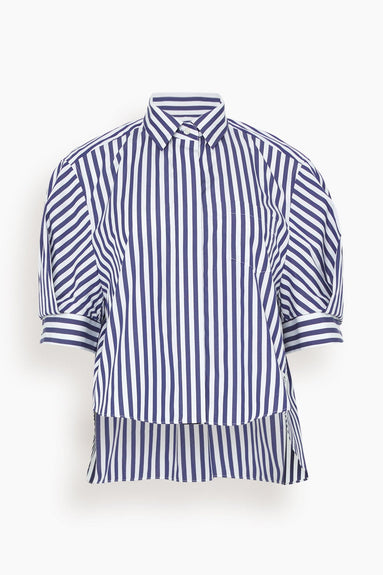 Sacai Tops Thomas Mason / Cotton Poplin Shirt in Navy Stripe