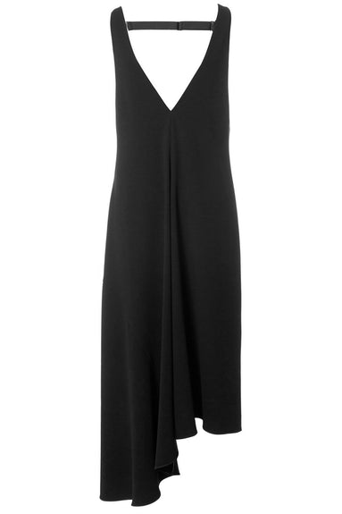 Tibi Clothing Triacetate V-Neck Draped Dress in Black