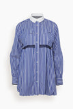 Cotton Poplin Shirt in Blue Stripe